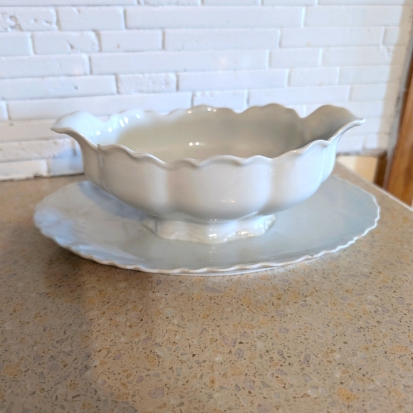 Bavarian Other - Vintage Rex Bavarian China Gravy Boat and Attached Underplate Serving Dish